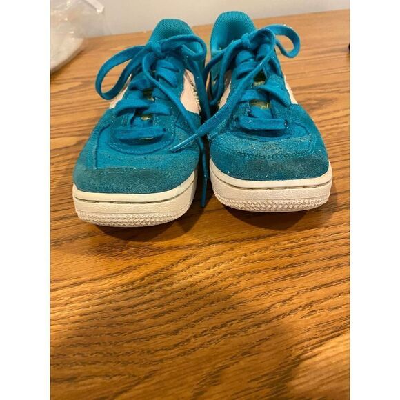 Nike Air Force 1 '07 Shoes Oracle Aqua Ghost Suede - Kids Size 13 - Picture 8 of 12